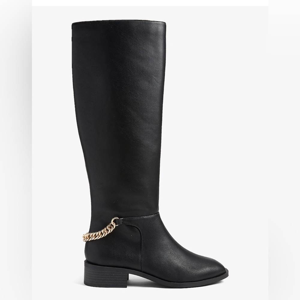 Express Chain Riding Boots Size 7, Black